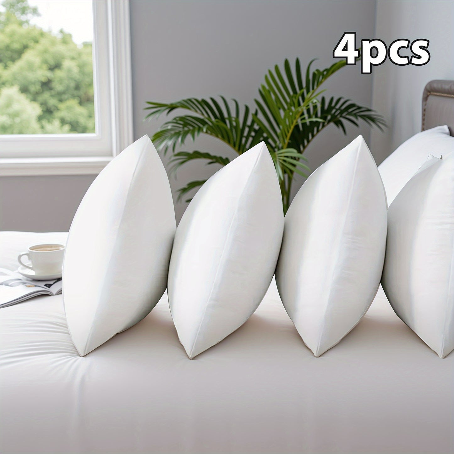 4pcs Soft, Washable Premium Throw Pillow Inserts with Zip Closure - Square Cushion Covers for Sofa, Bed, And Holiday Decor|Classic Pillow Style | Suitable for Bedroom, Sofa, Patio, Etc., A Perfect Home And Holiday Gift