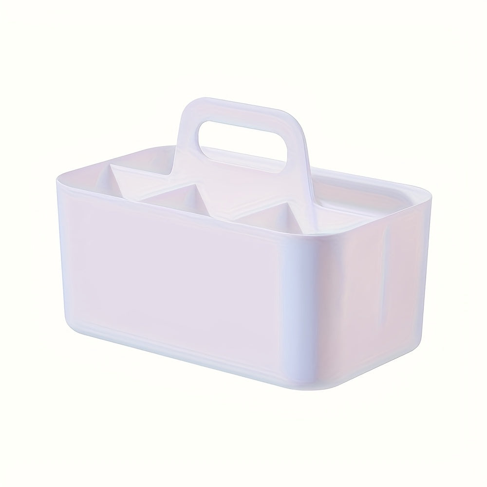 1pc Large Capacity PP Material Portable Storage Box with Multi-Compartment, Sturdy Handle - Organizer for Markers, Pens, Stationery, Office Supplies, Art Supplies Storage|Multi-Compartment Organizer|Durable PP Material