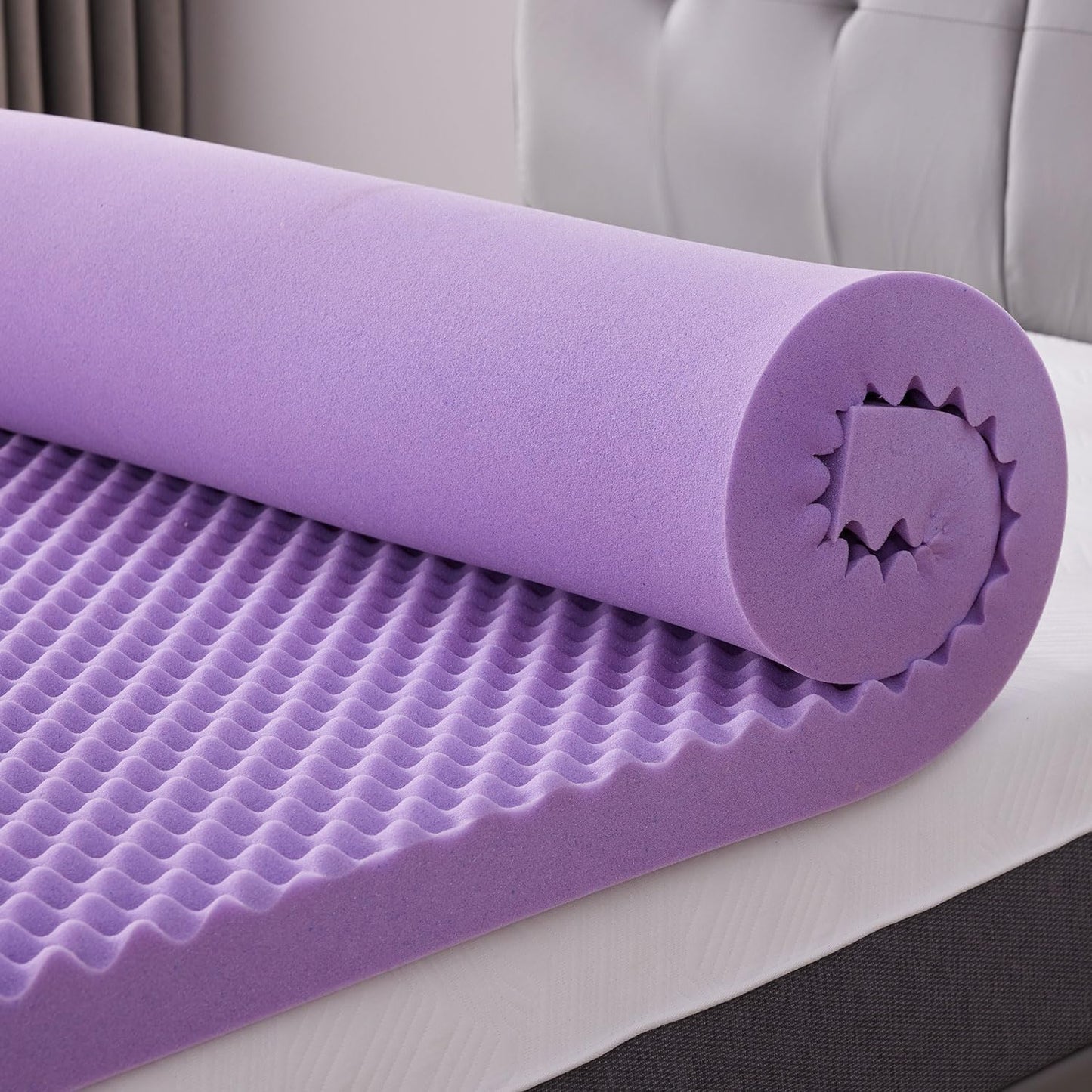 2 Inch/3 Inch Cooling Gel Memory Foam Mattress Topper - Ventilated Breathable Design, Purple, Fits All Mattresses, Multiple Sizes for Home, Hotel & Guest Room Use, Durable Comfort Layer for Enhanced Sleep Quality, Home Beddin