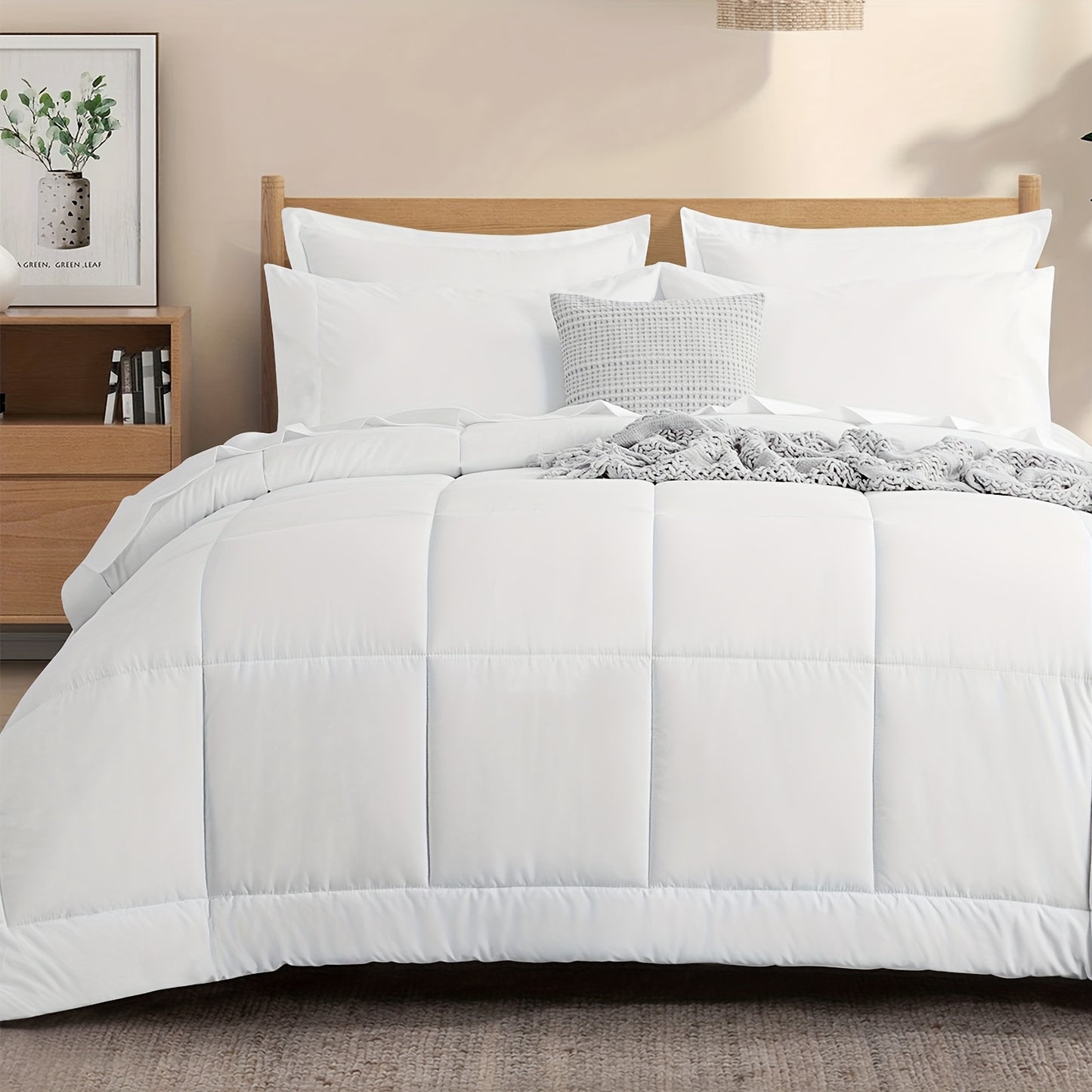 7pcs Ultra-Soft Bed In A Bag, Down Alternative Bedding Sets with All Season Quilted Comforter, Flat Sheet, Fitted Sheet, Pillowcases - Gifts for The Family And Friends, RUIKASI, Machine Washable, Polyester 100, Acrylic 15, Sa