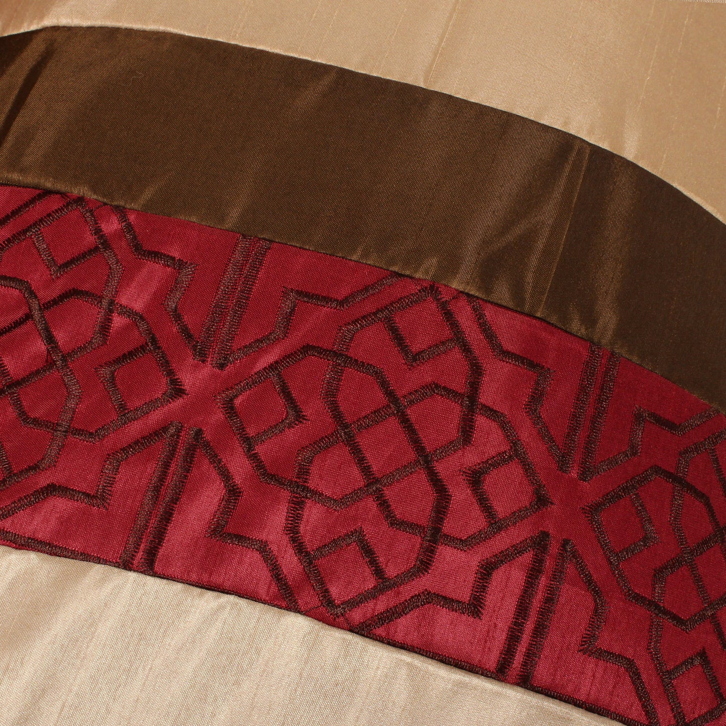 7 Piece Comforter Set -Burgundy Series Patchwork Diamond Pintuck-MYA Bed In A Bag Queen Size-Soft, Hypoallergenic, Fade Resistant-1 Comforter, 2 Shams, 3 Decorative Pillows, 1 Bedskirt