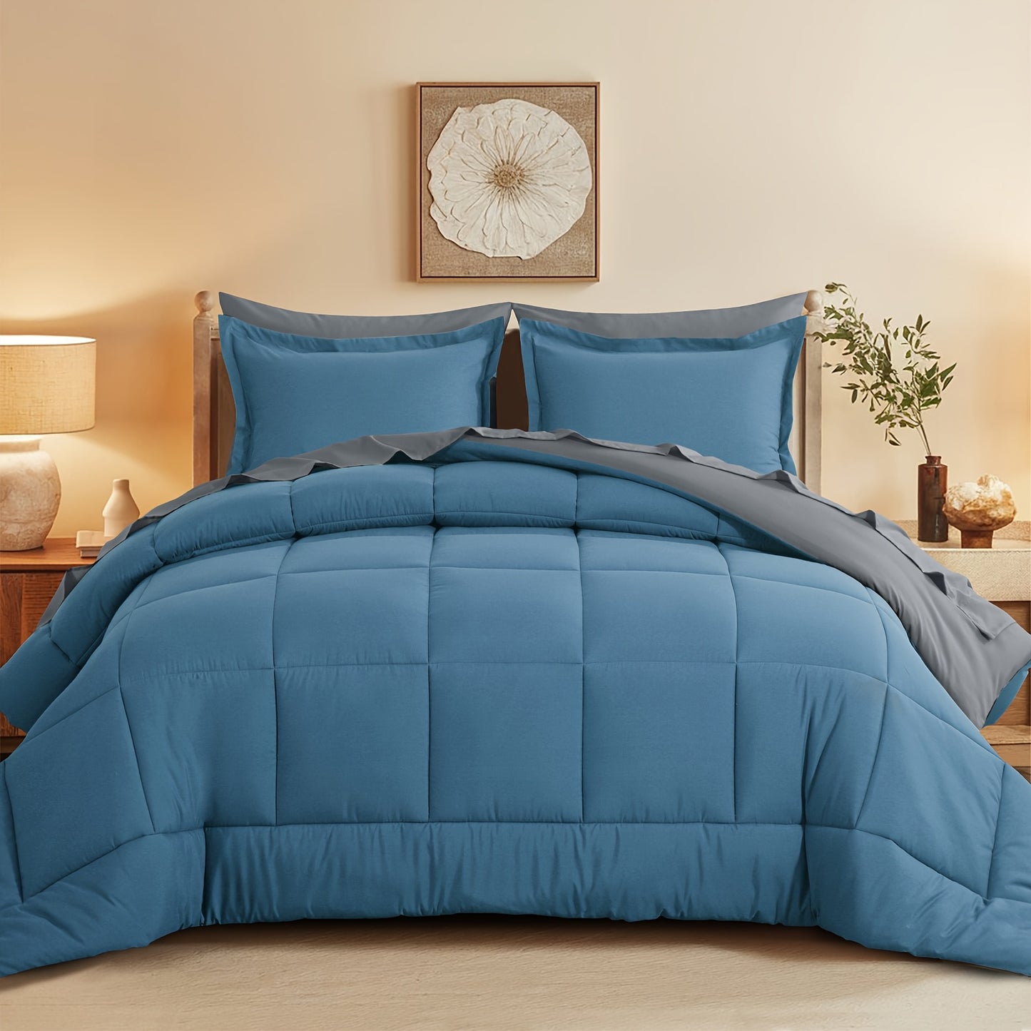 7pcs Ultra-Soft Bed In A Bag, Down Alternative Bedding Sets with All Season Quilted Comforter, Flat Sheet, Fitted Sheet, Pillowcases - Gifts for The Family And Friends, RUIKASI, Machine Washable, Polyester 100, Acrylic 15, Sa