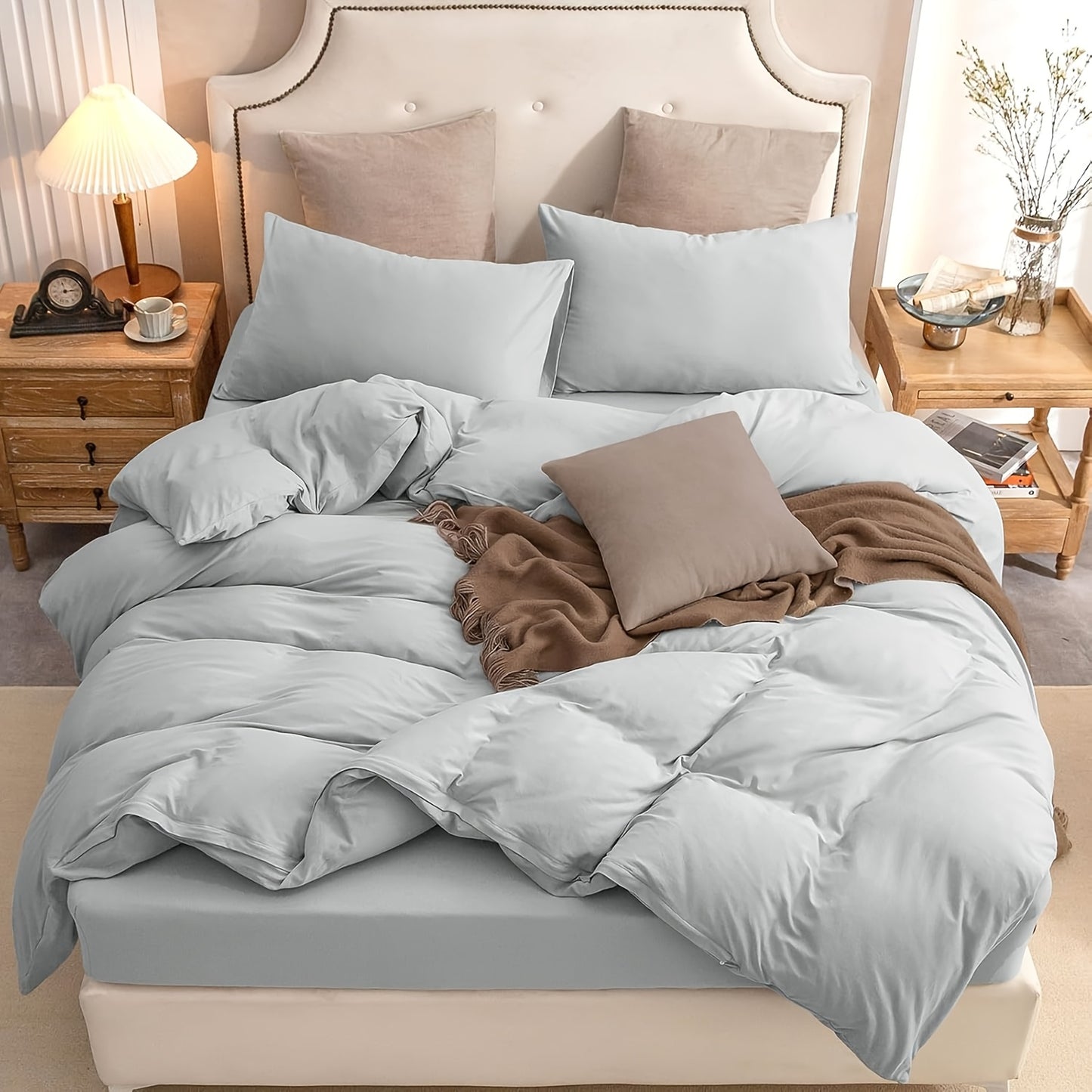 3pcs Jersey Duvet Cover Set, T-Shirt Soft Comfy Bedding Set With Zipper Closure, Sanded, Breathable, All-Season, Includes 1 Duvet Cover & 2 Pillow Shams, Cozy Bedding For Bedroom Or Guest Room, Gifts For The Family, Without C