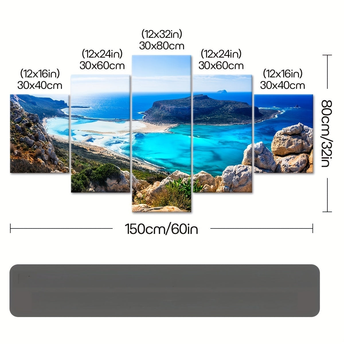 5pcs Frame Nature Seaside Lakes Canvas Poster, Sunrise Sunset Sea View Five Panel Scene Art, Modular Picture, Print Painting, Modern Art, Ideal Decor for Bedroom Living Room Kitchen Dorm, Wall Decoration, Gift for Family Frie