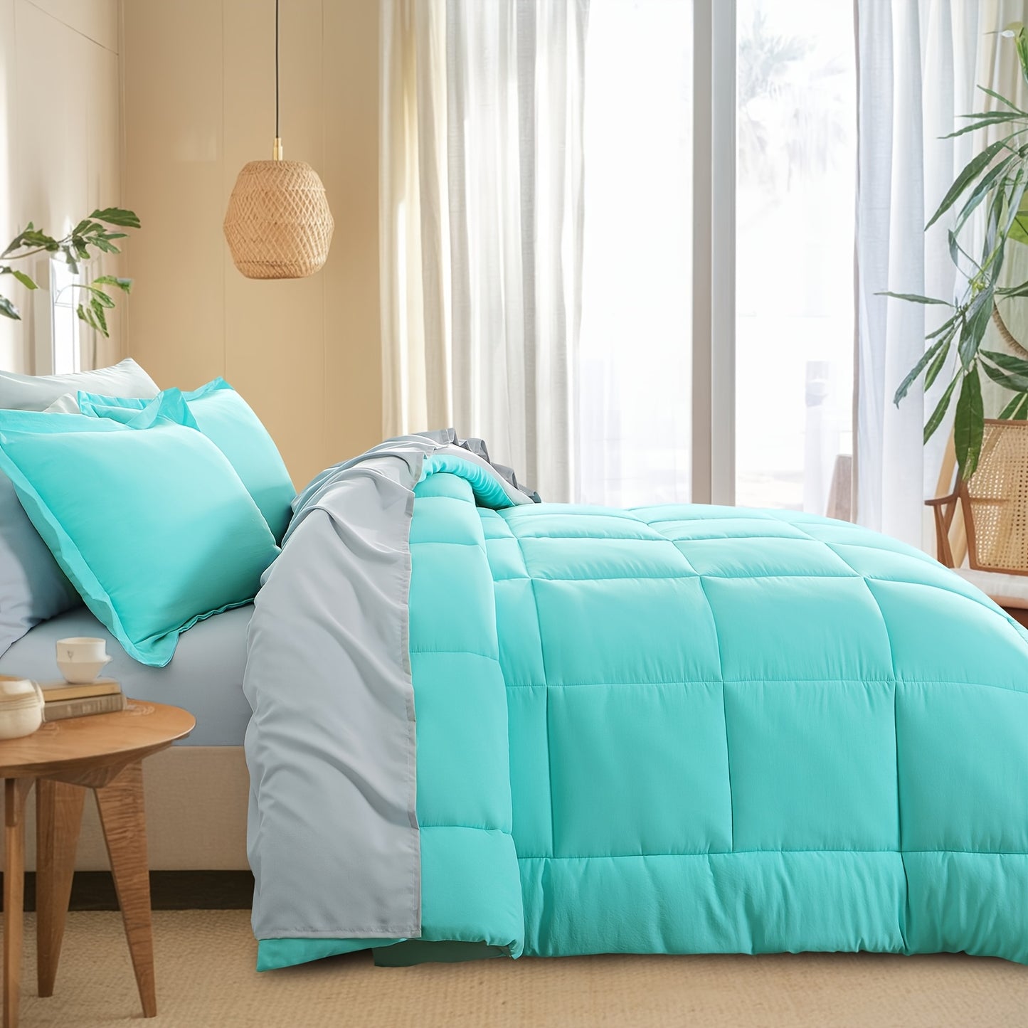 7pcs Ultra-Soft Bed In A Bag, Down Alternative Bedding Sets with All Season Quilted Comforter, Flat Sheet, Fitted Sheet, Pillowcases - Gifts for The Family And Friends, RUIKASI, Machine Washable, Polyester 100, Acrylic 15, Sa