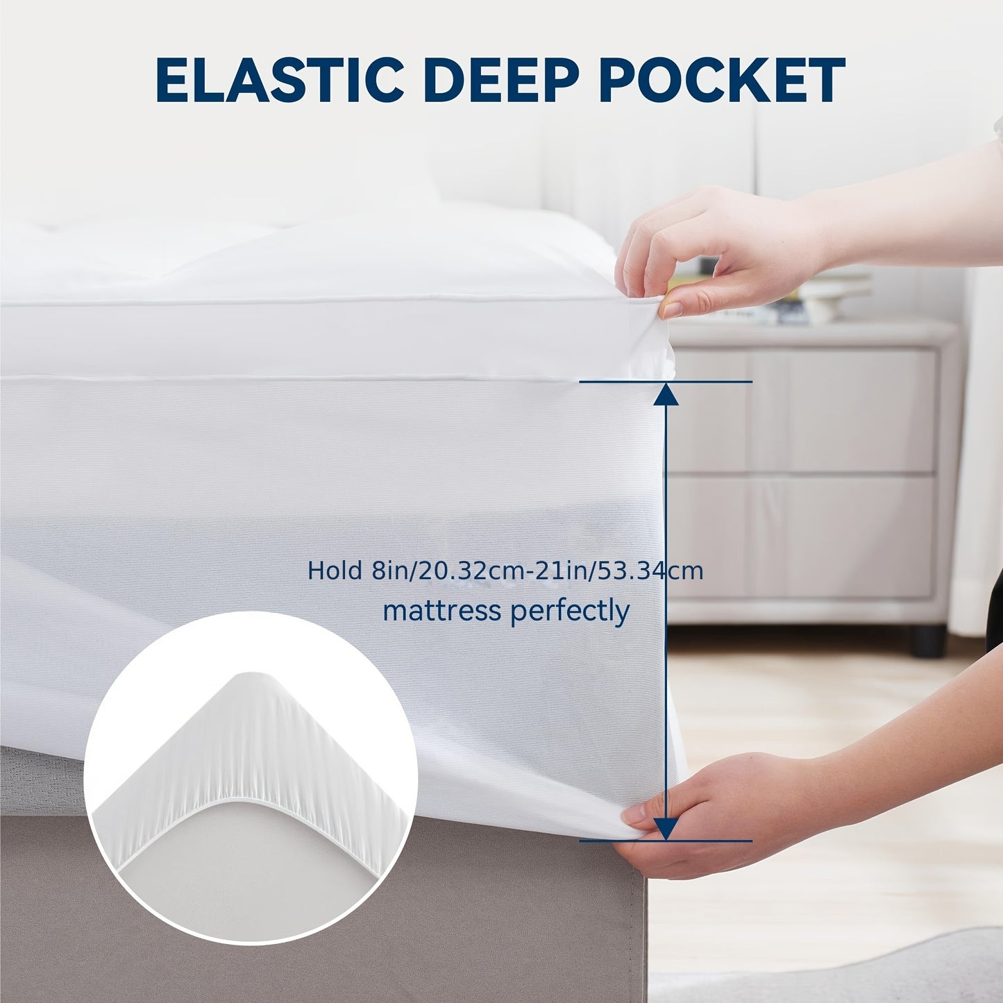 Twin Mattress Topper, 500 GSM Pillow Top, Quilted Fitted Mattress Protector with 8-21" Deep Pocket, Soft Mattress Pad Twin Size - White, Mattress Topper Extra Thick, Foldable Mattress, Mattress Protector, King Size Mattress T