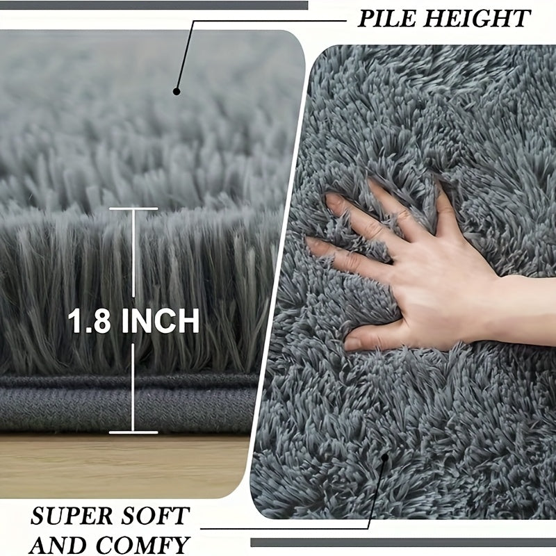 1pc Soft Shaggy Runner Rug for Bedroom, 2x6 Feet Indoor Modern Fluffy Area Rugs Fuzzy Carpet for Hallway Bedside, Easy to Clean, Upgrade Non-Slip Shag Plush Rug for Dorm Living Room, Winter indoor flooring, Heating Next to th