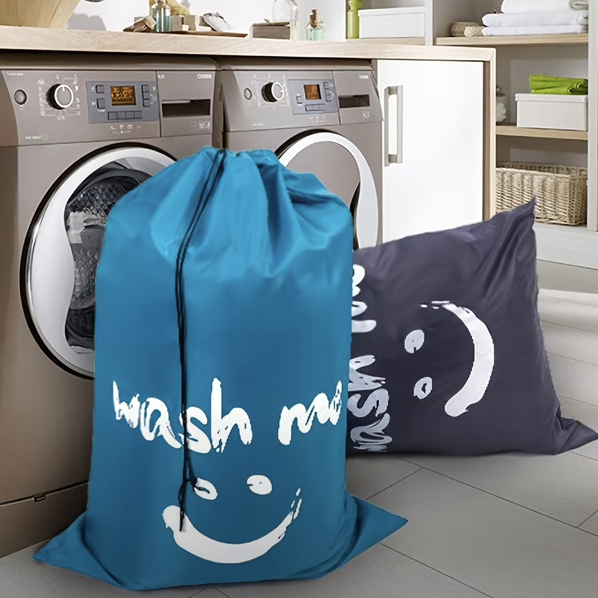 2 Pack XL Wash Me Travel Laundry Bag, Dirty Clothes Organizer, Large Enough to Hold 4 Loads of Laundry, Easy Fit a Laundry Hamper or Basket, Laundry Bags