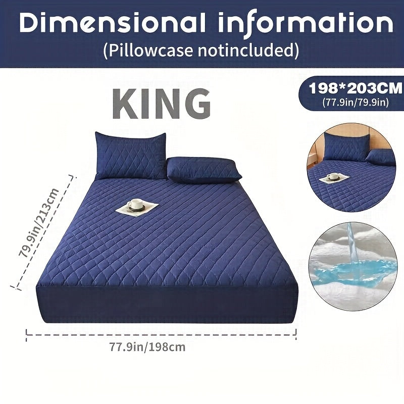 1pc Cooling Waterproof Mattress Protector - Deep Pocket (9-15"), Cooling Technology, Fits Most Mattresses - Machine Washable Bedspread Alternative - Ideal for Home, Hotels, Guest Rooms - Available in White, Light Blue, Navy,