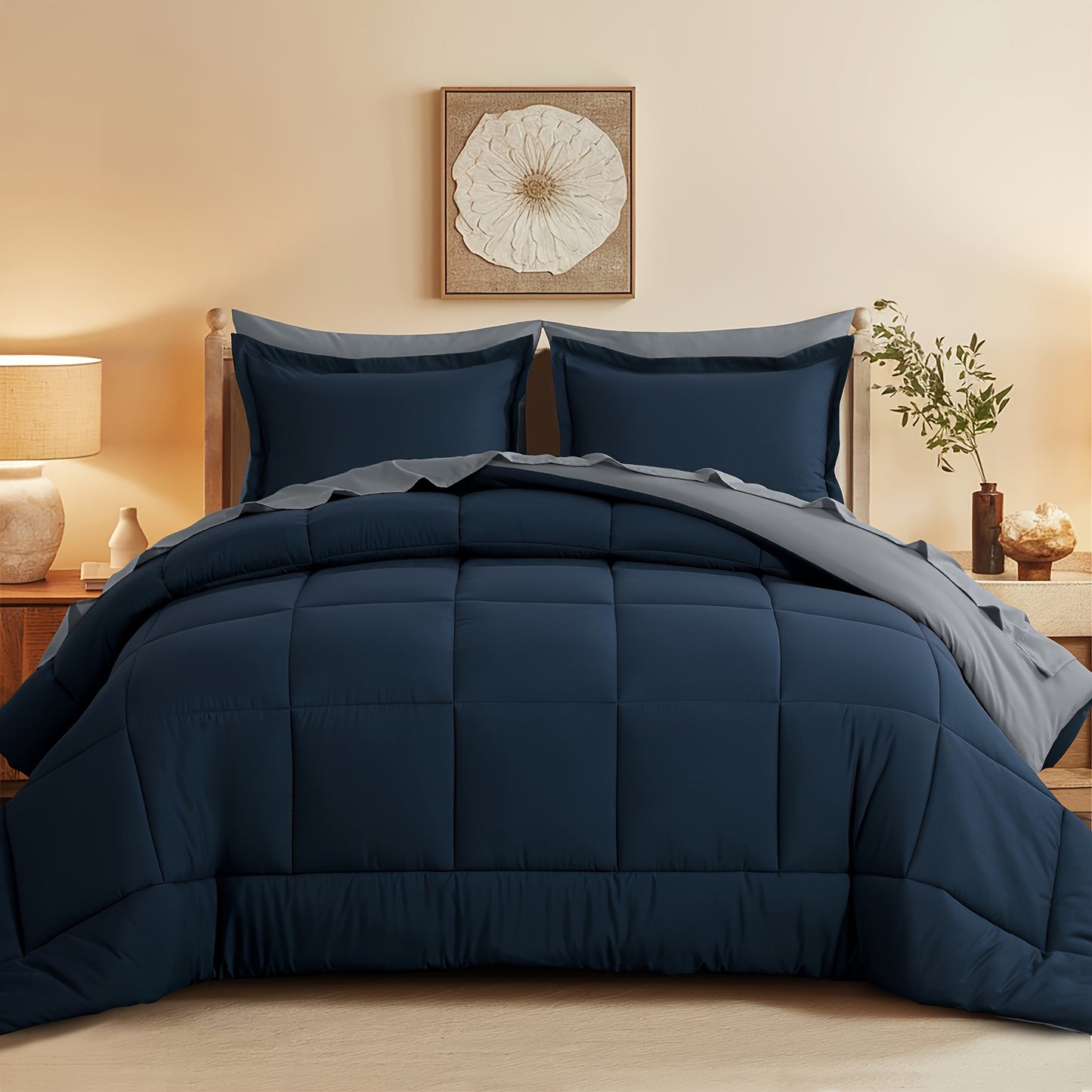 7pcs Ultra-Soft Bed In A Bag, Down Alternative Bedding Sets with All Season Quilted Comforter, Flat Sheet, Fitted Sheet, Pillowcases - Gifts for The Family And Friends, RUIKASI, Machine Washable, Polyester 100, Acrylic 15, Sa