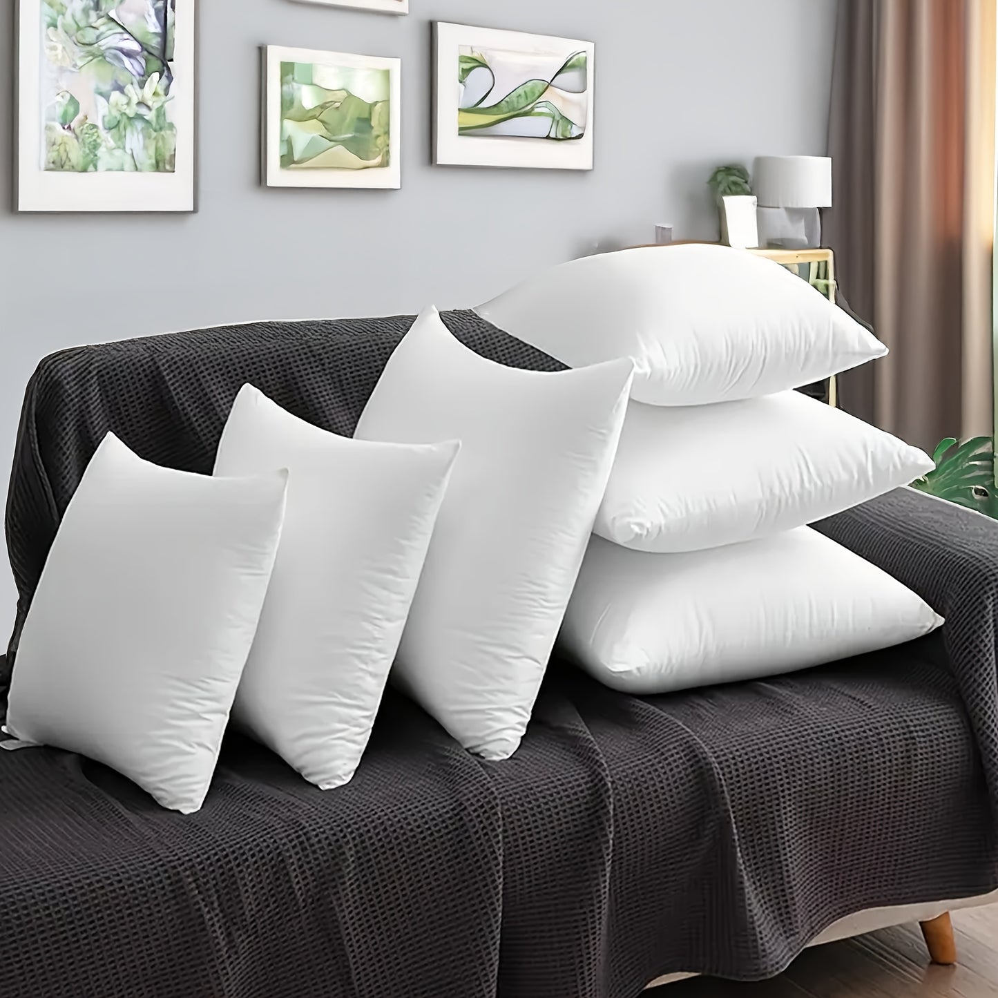 4pcs Soft, Washable Premium Throw Pillow Inserts with Zip Closure - Square Cushion Covers for Sofa, Bed, And Holiday Decor|Classic Pillow Style | Suitable for Bedroom, Sofa, Patio, Etc., A Perfect Home And Holiday Gift