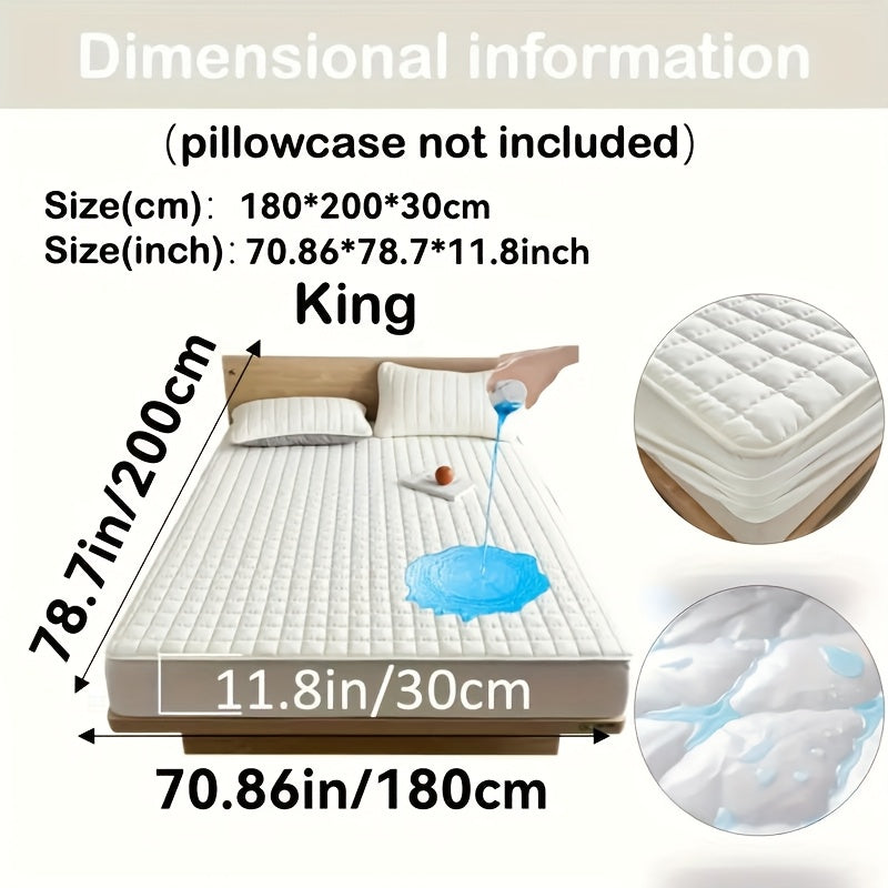 1pc Cooling Waterproof Mattress Protector - Deep Pocket (9-15"), Cooling Technology, Fits Most Mattresses - Machine Washable Bedspread Alternative - Ideal for Home, Hotels, Guest Rooms - Available in White, Light Blue, Navy,