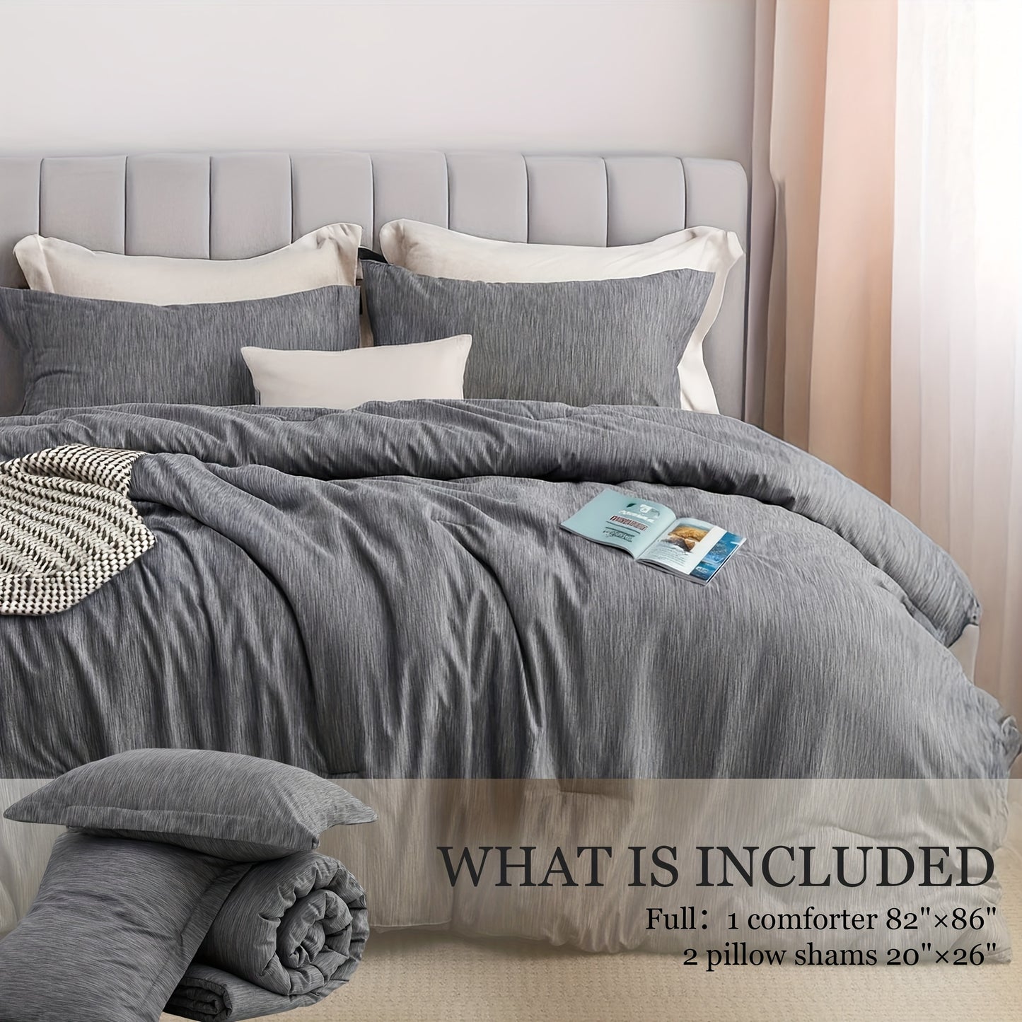 Twin/Full/Queen/King Size Comforter Set - 3pcs Beige Bedding Set for All Seasons, Light Luxury And Minimalist Style Design Bed in a Bag with 1 Comforter, 2 Pillowcases, Perfect Gift for Family And Friend