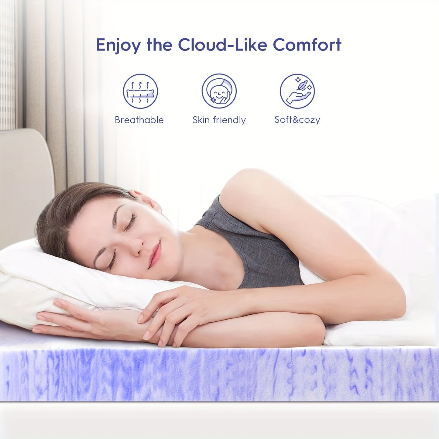 2/3/4 Inch Ventilated Design Mattress Topper, Cooling Gel Infused Swirl Foam Pad For Enhanced Deep Sleep, Bed Topper For Body Support, Christmas Gift