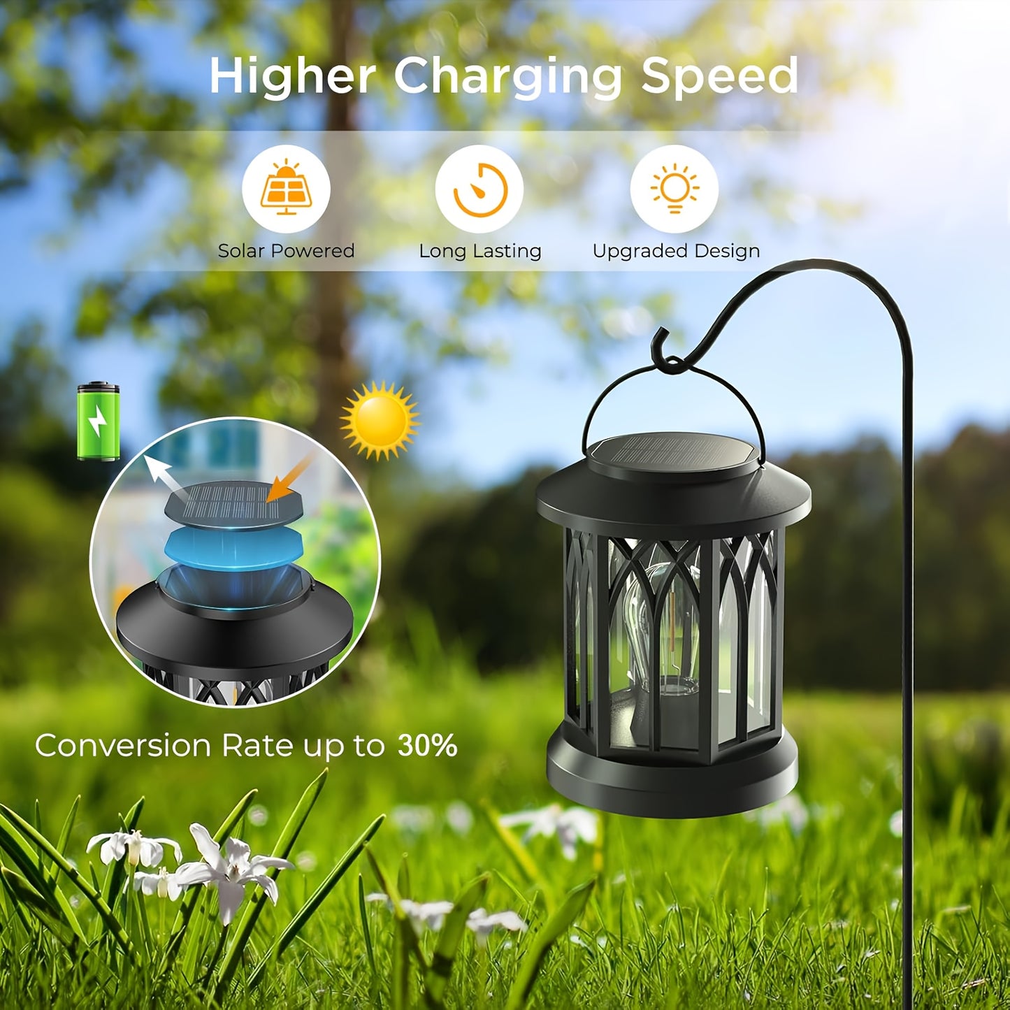 1/2/4 Pack Solar Lanterns Outdoor IPX5 Waterproof, Upgraded Bright Hanging Solar Lights for Outside, Solar Powered Lanterns Lighting LED for Garden Patio Yard, Valentine'S Day, Mother'S Day Decorative (Warm Light), Solar Outd