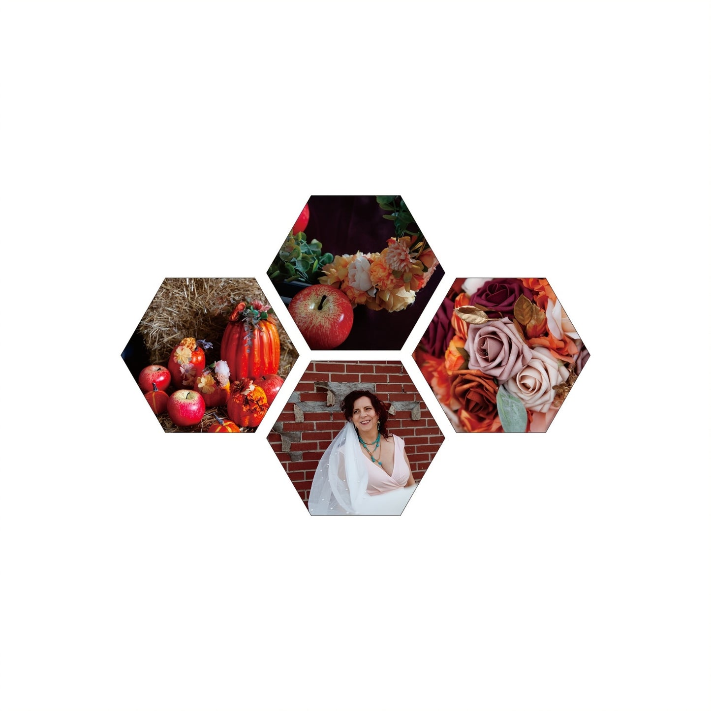 Custom Photo Print Tile 9.4x8 Inch Hexagon, Personalized Photo Board Wall Printing, Collage Wall Art Picture Gift for Family and Friends, No Damage Peeling and Adhesive Tape 4pcs