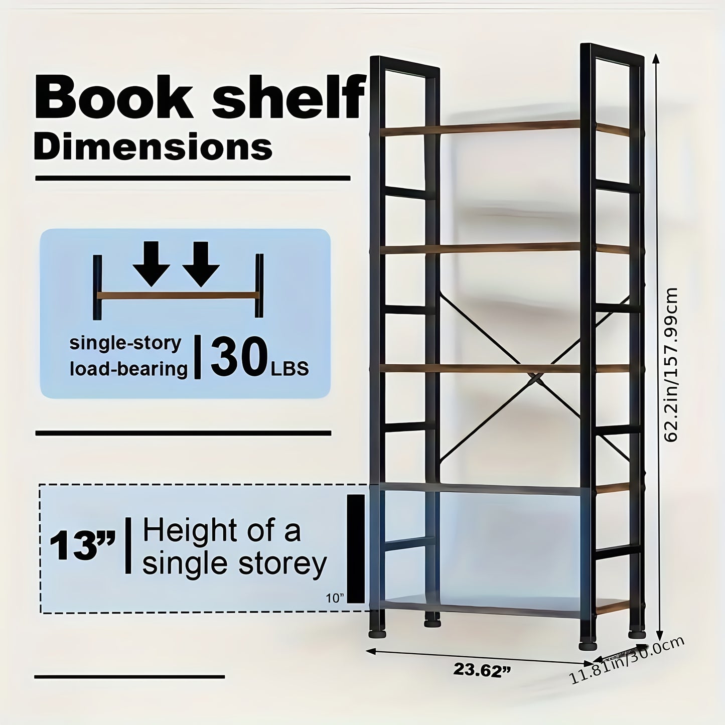 Metal Storage Rack, 5-layer Heavy-duty Garage Rack, Home Office Bookshelf, Bedroom Kitchen Living Room Freestanding Industrial Style Storage Rack