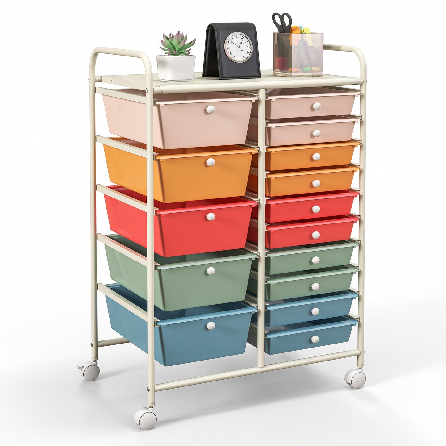 MULTIGOT 15 Drawer Rolling Storage Cart Tools Scrapbook Paper Office School Organizer, Desk & Drawer Organizer for Home Storage
