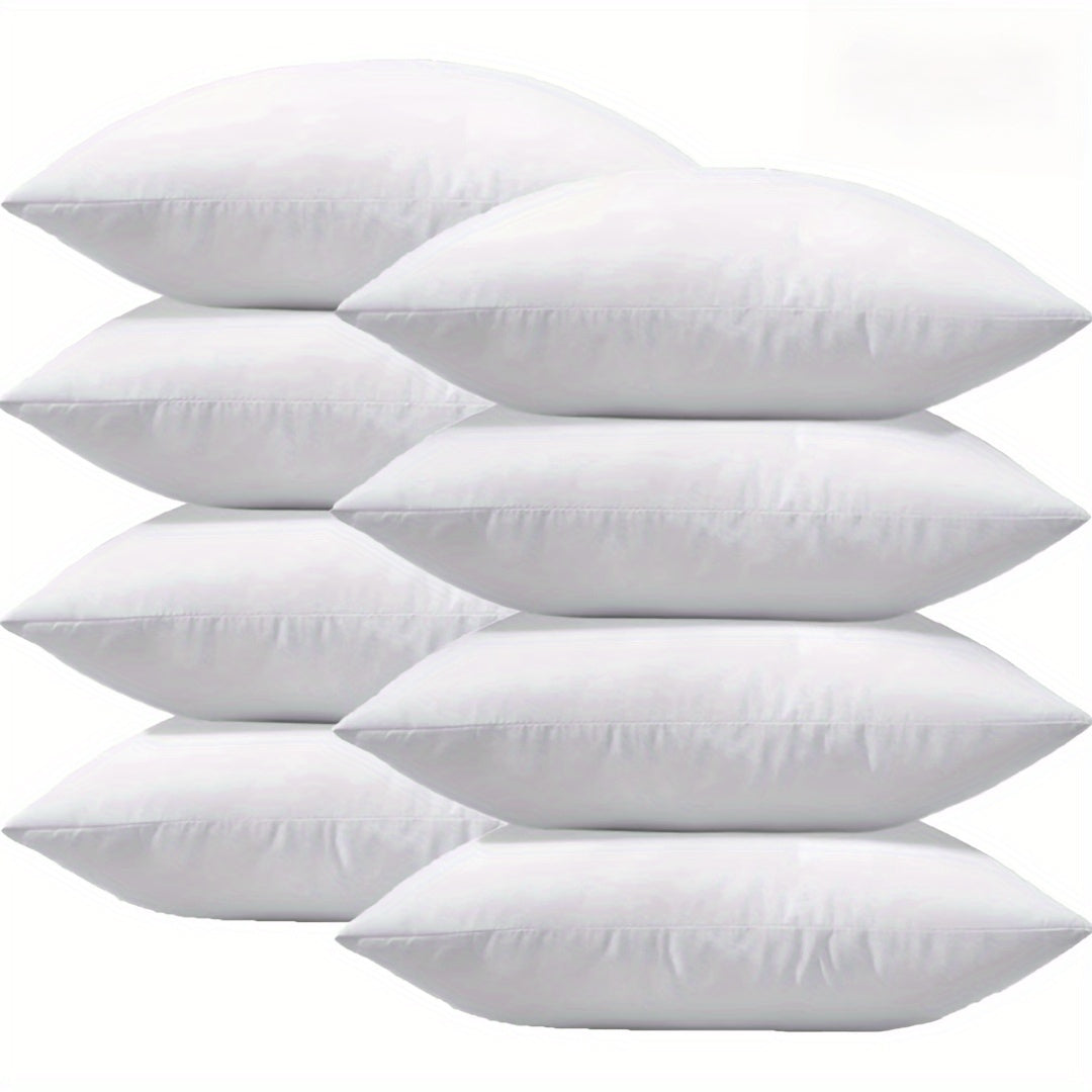 18x18 Inch Premium Soft Fluffy Throw Pillow Inserts Set of 8 - Machine Washable, 100% Polyester Fiber Filling, All-Season Multipurpose Decorative Pillows for Sofa, Living Room, Bedroom