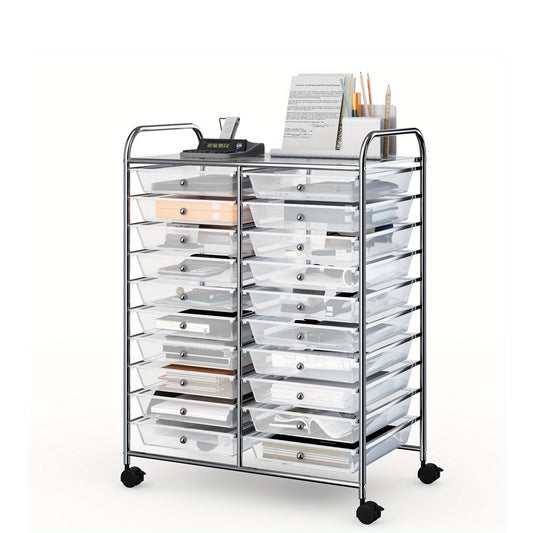 Lifezeal 20 Drawers Rolling Cart Storage Scrapbook Paper Studio Organizer Bins Clear