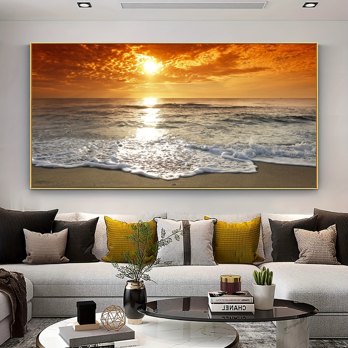 1pc Unframed Canvas Poster, Seaside Scenery Painting, Various Styles Of Scenery, Canvas Wall Art, Artwork Wall Painting for Gift, Bedroom, Office, Living Room, Cafe, Bar, Wall Decor, Home And Dormitory Decoration