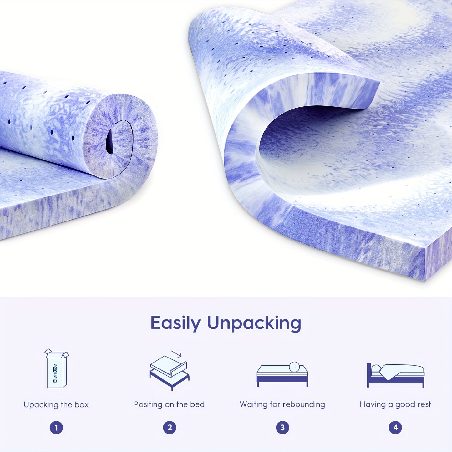 2/3/4 Inch Ventilated Design Mattress Topper, Cooling Gel Infused Swirl Foam Pad For Enhanced Deep Sleep, Bed Topper For Body Support, Christmas Gift