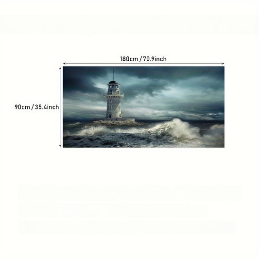 1pc Lighthouse on Rough Water Canvas Wall Art - Waterproof & Odorless Fabric Print, Modern Classic Art Deco Frameless Poster for Living Room, Bedroom, Office, Bar - Indoor/Outdoor Horizontal Home Decor, Birthday Gift for Frie