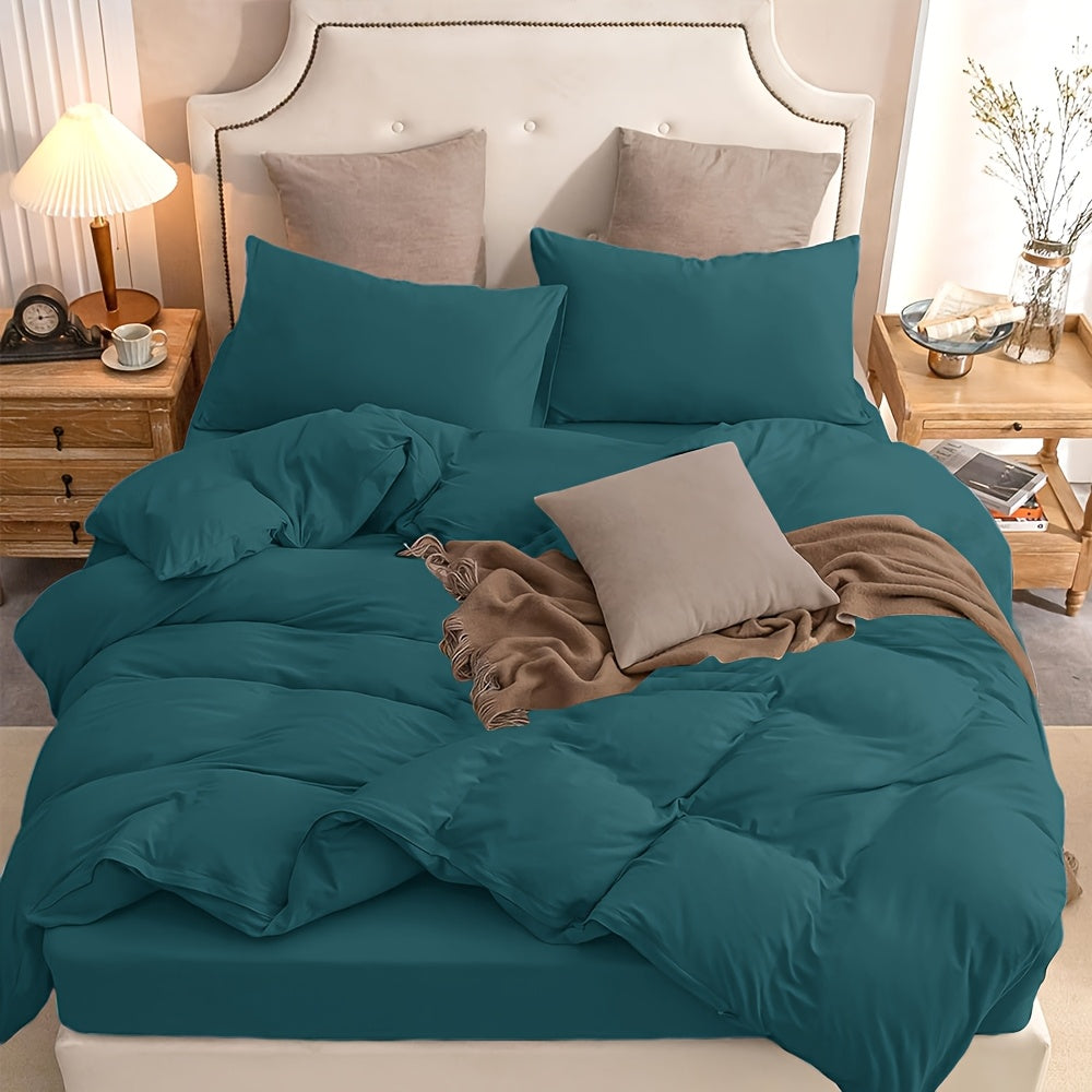 3pcs Jersey Duvet Cover Set, T-Shirt Soft Comfy Bedding Set With Zipper Closure, Sanded, Breathable, All-Season, Includes 1 Duvet Cover & 2 Pillow Shams, Cozy Bedding For Bedroom Or Guest Room, Gifts For The Family, Without C