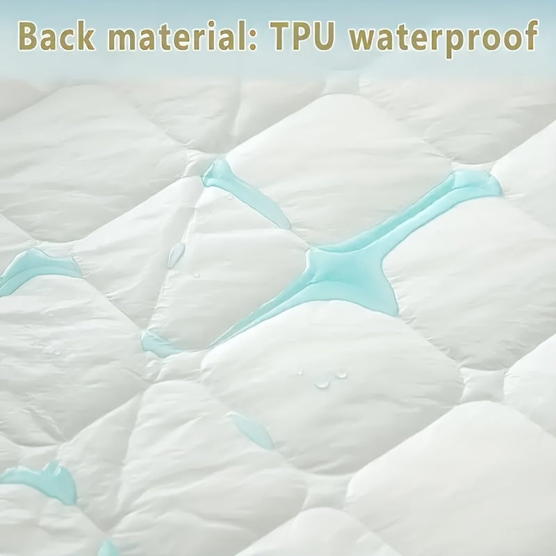 1pc Cooling Waterproof Mattress Protector, Cool And Comfortable, Layered Fitted Sheet, Solid Color Bedding Design, Can Be Used As A Separate Bedspread, 9-15 Inches Deep Pocket, Reusable Nursing Pads, Ideal for Bedroom, Guest
