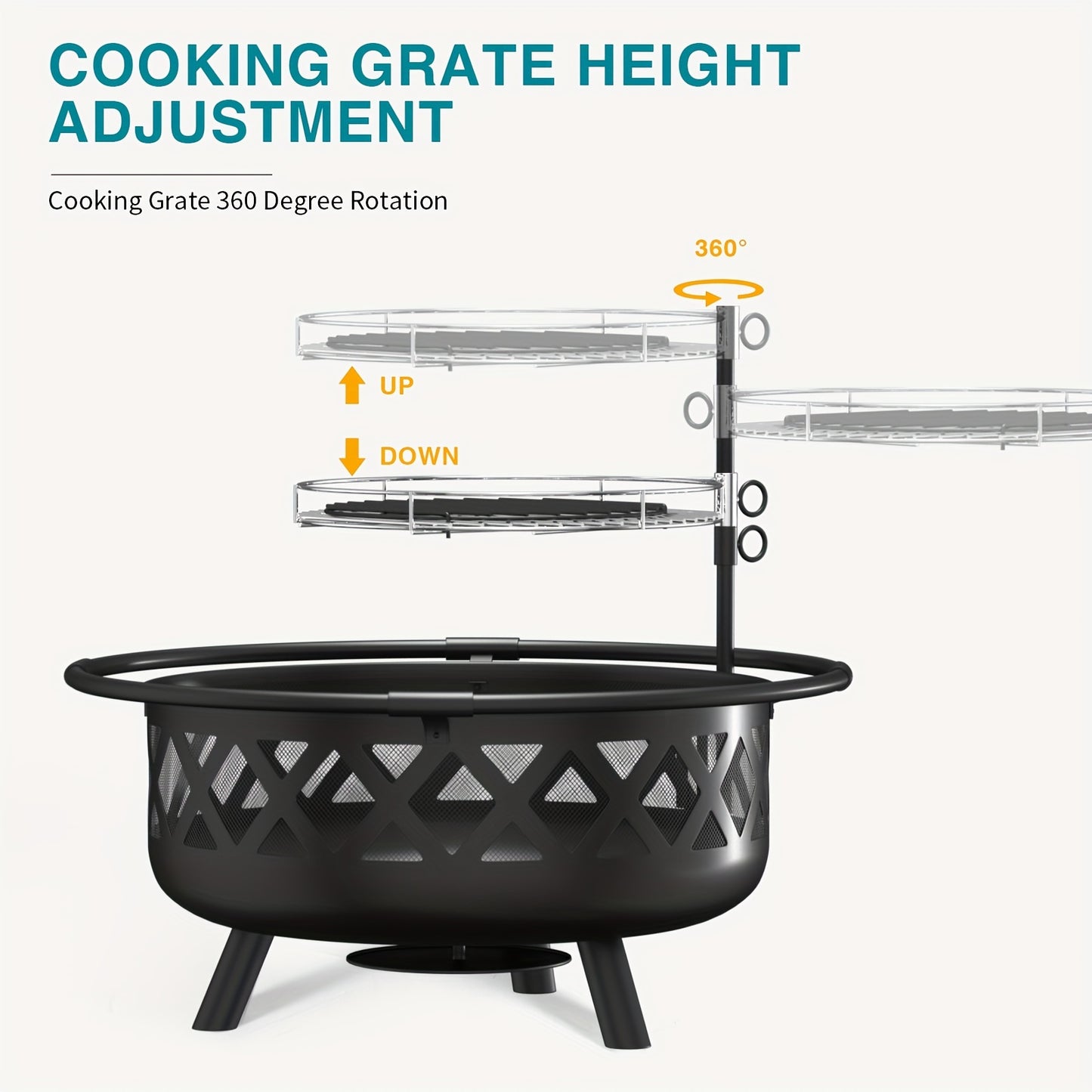 30" 2-in-1 Fire Pit with Metal BBQ Grill & Spark Screen - Durable Zinc Alloy Outdoor Fire Pit for Patio, Backyard, and Garden Use - Black Wood Burning Design with Handles for Easy Handling