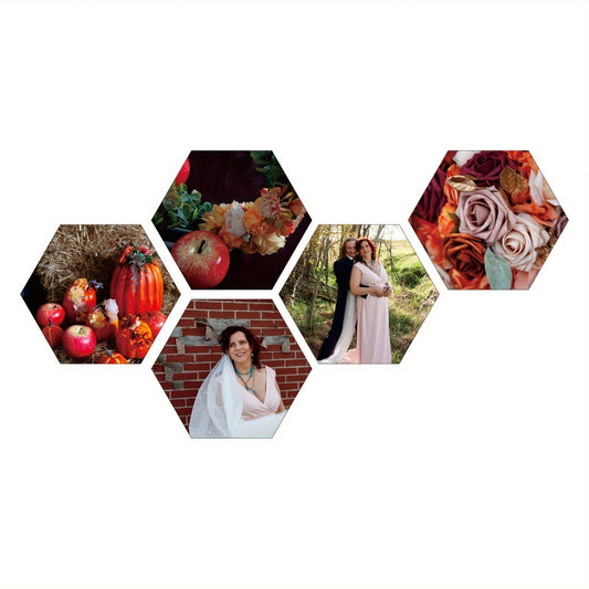 Custom Photo Print Tile 9.4x8 Inch Hexagon, Personalized Photo Board Wall Printing, Collage Wall Art Picture Gift for Family and Friends, No Damage Peeling and Adhesive Tape 4pcs