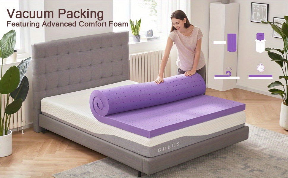 Cooling Gel Memory Foam Mattress Topper, Breathable Gel Premium Memory Foam Mattress, Fits All Mattresses, Ventilated Soft Breathable Mattress, 1.5in, 2in, 3in, 4in Thickness Available, Multiple Sizes To Meet Different Needs,