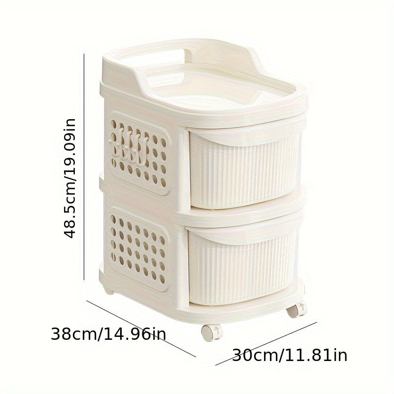 [ZHOHO Polypropylene Storage Cart] ZHOHO 1pc Polypropylene Rectangular Storage Organizer Cart - Multipurpose Non-Waterproof Cabinet with Wheels - Ideal for Kitchen, Living Room, Snacks, Toys, Christmas & Halloween Decor
