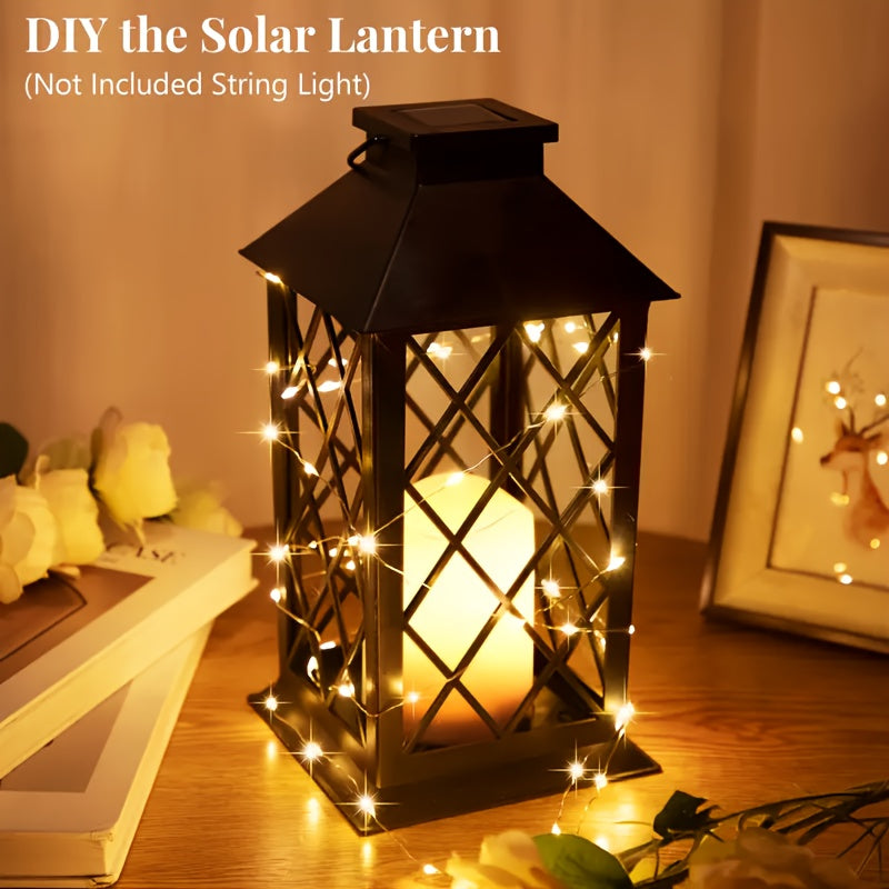 4 Pack Solar Hollow Lanterns Outdoor, Patio Hanging Lanterns With LED Flickering Flameless Candle Lights, Decorative Solar Lantern For Porch, Patio, Yard, Table