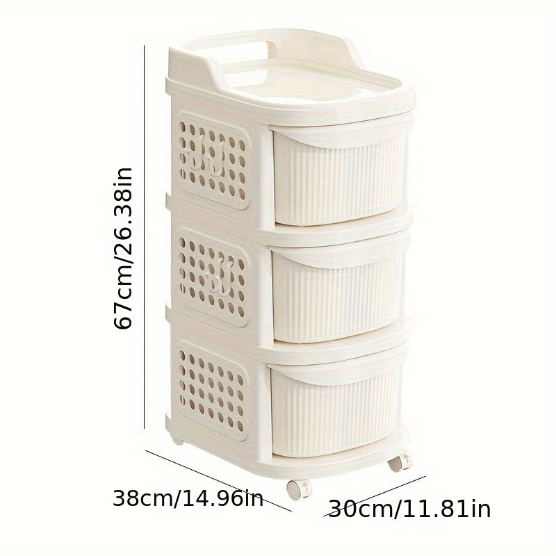 [ZHOHO Polypropylene Storage Cart] ZHOHO 1pc Polypropylene Rectangular Storage Organizer Cart - Multipurpose Non-Waterproof Cabinet with Wheels - Ideal for Kitchen, Living Room, Snacks, Toys, Christmas & Halloween Decor
