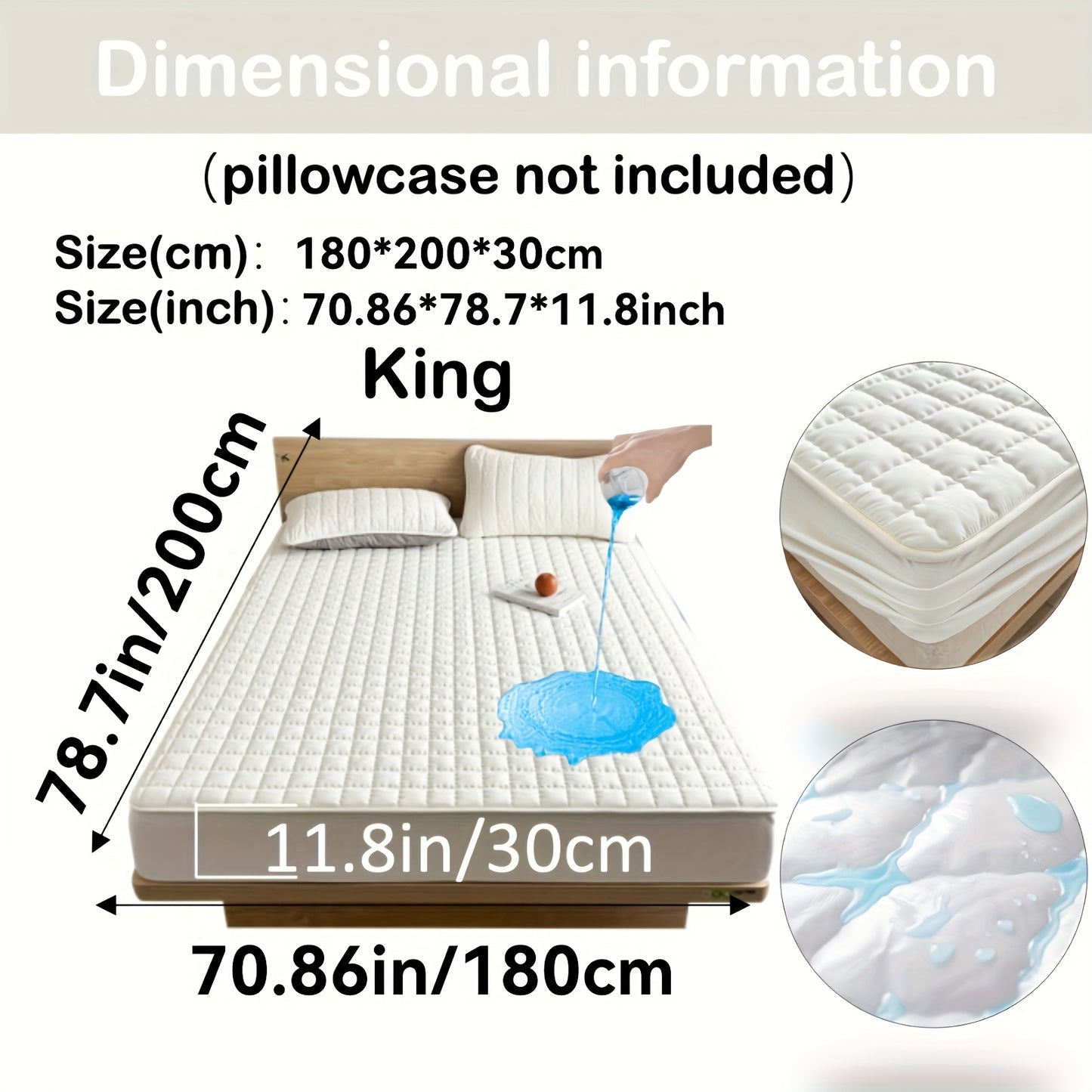 1pc Cooling Waterproof Mattress Protector, Cool And Comfortable, Layered Fitted Sheet, Solid Color Bedding Design, Can Be Used As A Separate Bedspread, 9-15 Inches Deep Pocket, Reusable Nursing Pads, Ideal for Bedroom, Guest