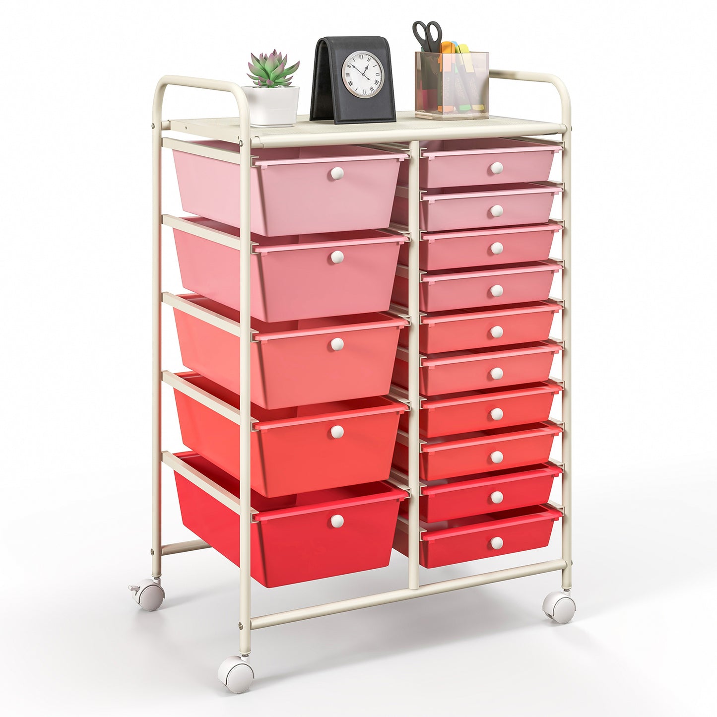 MULTIGOT 15 Drawer Rolling Storage Cart Tools Scrapbook Paper Office School Organizer, Desk & Drawer Organizer for Home Storage