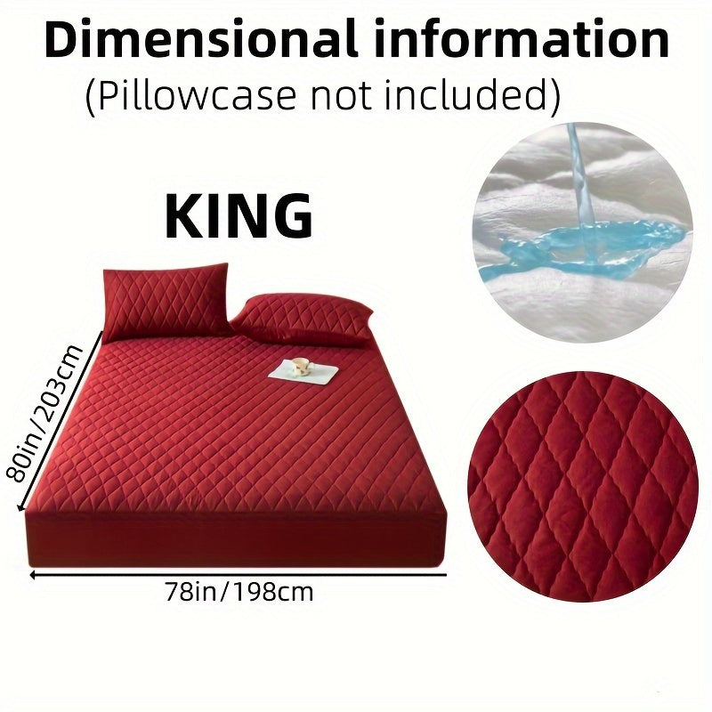 Waterproof Mattress Protector - Super Soft Quilted Polyester, Gray Satin Finish, Elastic Fit with Button Snap Closure, Machine Washable for Home & Hotel Use (Pillowcases Not Included), Comfortable Sleeping, Elegant Bedroom St