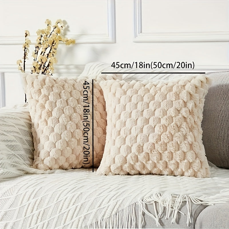 Yaertun Black Friday/Christmas 2-pack, Super Soft And Comfortable Decorative Pillow Cover, Silky Plush Luxury Cushion Cover, Double-sided Full Surround 18*18/20*20in, Artificial Rabbit Fur Pillow Cover, Warm, Soft And Skin-fr
