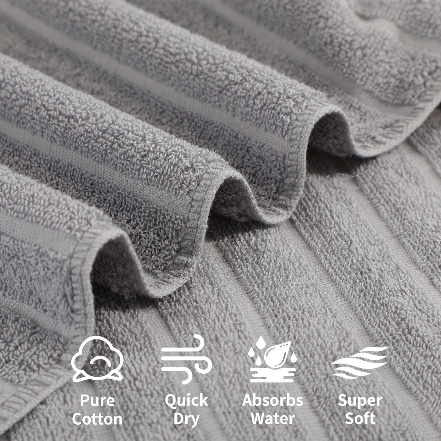 12pcs Cotton Towels Set, 4 Washcloths + 4 Hand Towels + 4 Bath Towels, Bath Line Sets, Festive Bathroom Decor And Gift, Travel Essential ItemsStripe, 400GSM, Quick-drying, Soft And Comfortable, Bathroom Accessories, Towel For