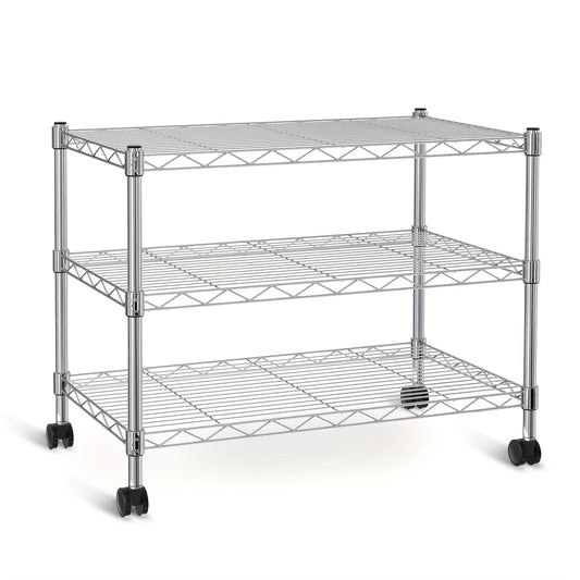 HealSmart 3-Tier Heavy Duty Storage Shelves 750Lb Capacity, 24.02" D X 13.78" W X 30" H Shelving Unit for Pantry, Garage, Laundry And Kitchen, Chrome, Standing Shelf