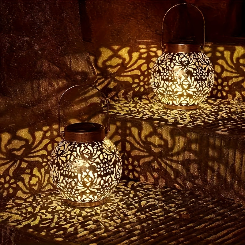1/2 Pack Solar Metal Peony Lantern - Outdoor Hanging Decorative Light, IP65, Floral Design Complex, Suitable For Garden, Patio, RV, Trees - Perfect Gift For Autumn, Halloween, Christmas, Party, Birthday, Festive Lighting |
