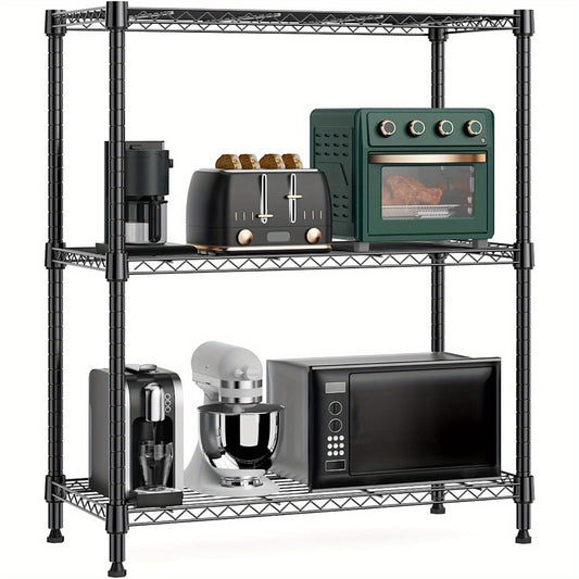 Black M MZG 750 lbs 3-Tier Metal Wire Storage Rack Organizer - Freestanding Shelf for Kitchen, Pantry, Laundry Room - 13.8" x 29.5" x 35.5", Utility Shelves