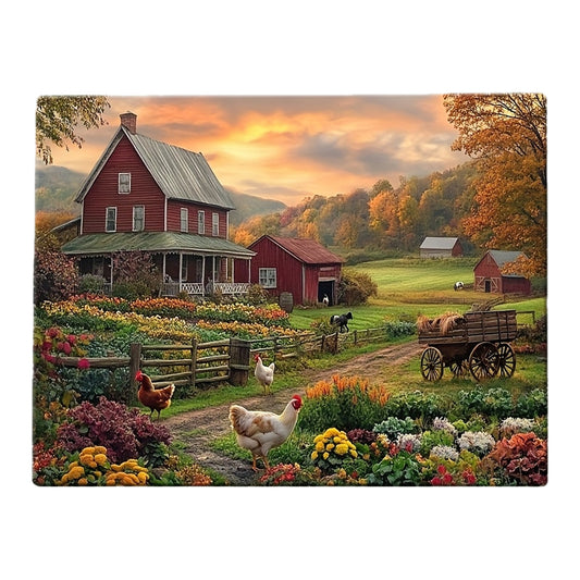 [Rustic Farmhouse Wall Art] Rustic Farmhouse Wall Art Print - Autumn Countryside Scene with Wooden Frame | Premium Canvas Artwork for Living Room, Office, Entryway Decor - Vibrant Fall Colors, Ready to Hang, Rustic Decor, Rea