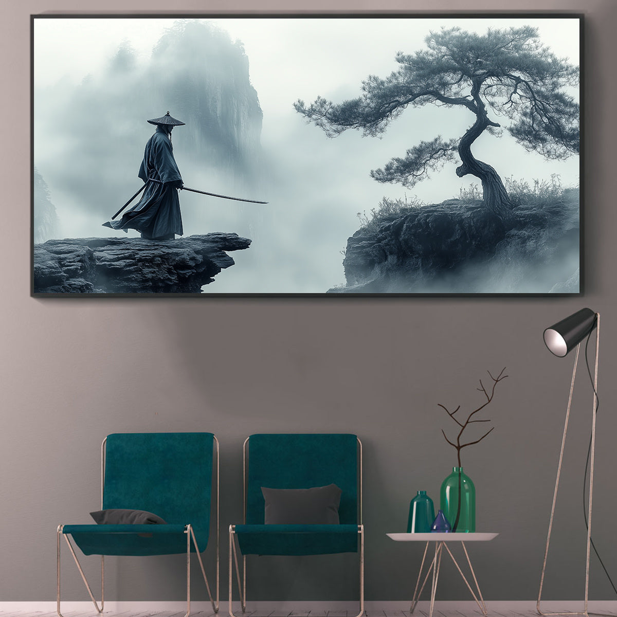 2D Flat, [2D FLAT] 1pc Unframed Canvas Poster, Japanese Swordsman Painting, Art Style, Canvas Wall Art, Artwork Wall Painting for Halloween Christmas Gift, Bedroom, Office, Living Room, Cafe, Bar, Wall Decor, Home Decoration,