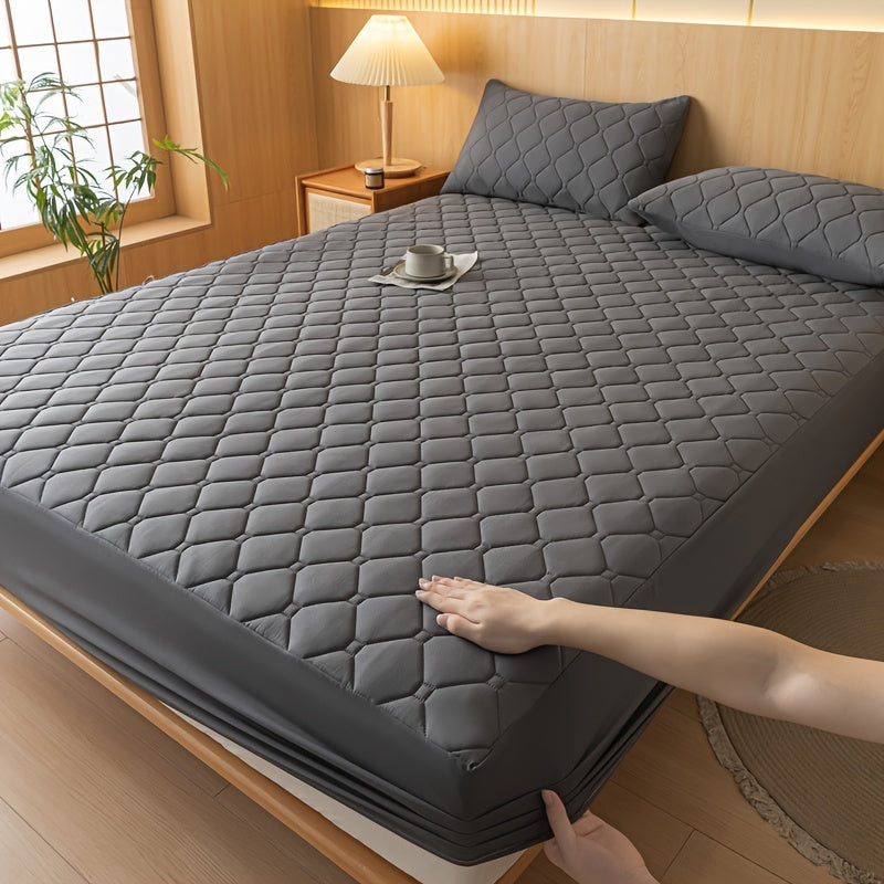 [Waterproof Mattress Protector] Waterproof Mattress Protector | 1pc Embossed Design, Quiet Fitted Sheet, Thickened Cover - Single Size 11.8" High, Multi-Size for Twin/Full XL/King Beds - Excludes Pillowcases & Insert