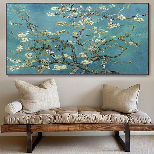 2D Flat Van Gogh Almond Blossom Canvas Poster - Unframed Art Deco Wall Art, Floral Style Painting for Home & Office Decor, Perfect Gift for Living Room, Bedroom, Cafe, or Dorm, Bedroom Wall Art | Unframed Canvas Print | Van G
