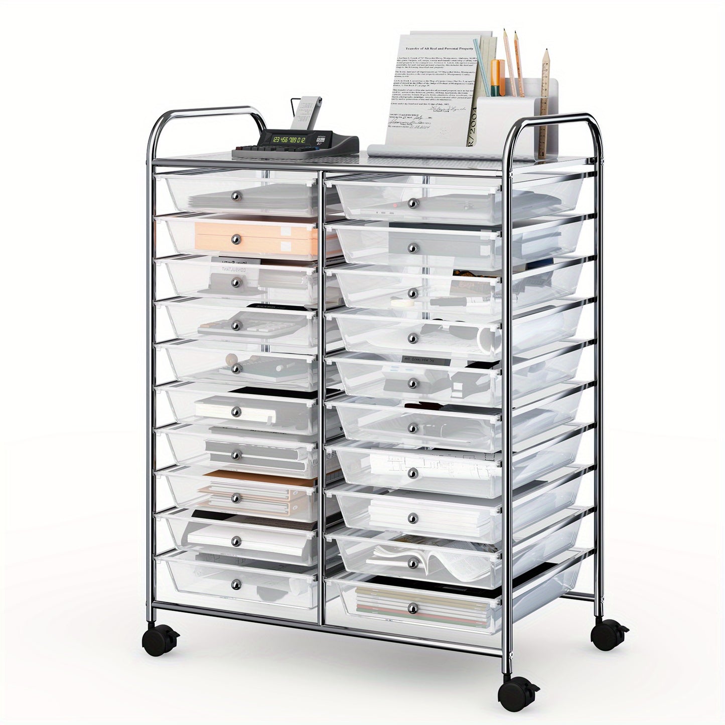 Lifezeal 20 Drawers Rolling Cart Storage Scrapbook Paper Studio Organizer Bins Clear