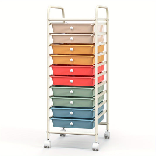 Safstar 10 Drawer Rolling Storage Cart Scrapbook Paper Office School Organizer Macaron