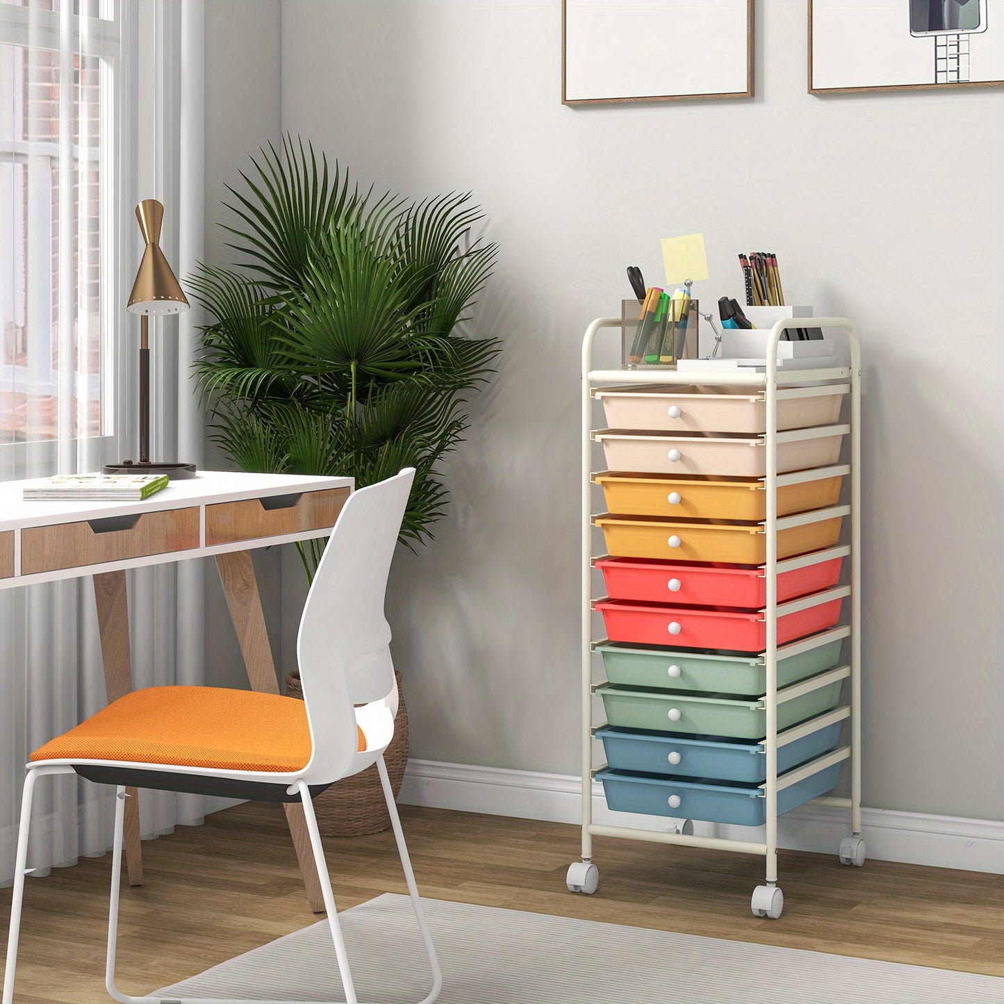 Safstar 10 Drawer Rolling Storage Cart Scrapbook Paper Office School Organizer Macaron